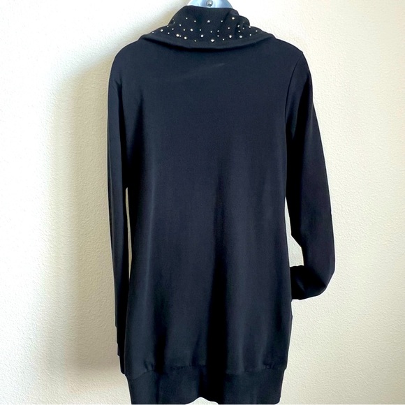 Christine Alexander women black embellish cardigan button front, pockets Sz M - Picture 7 of 13